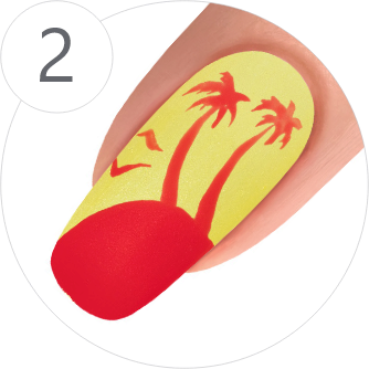 Step 2 - Picture of Painted Nail WIth Palm Tree Designs