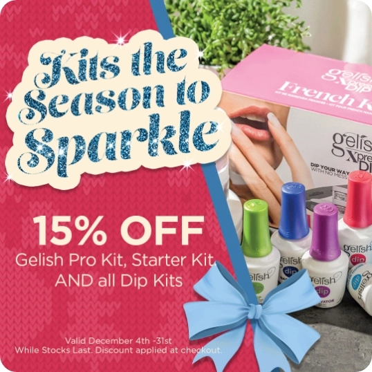 15% off gelish pro kit starter kit and all dip kits